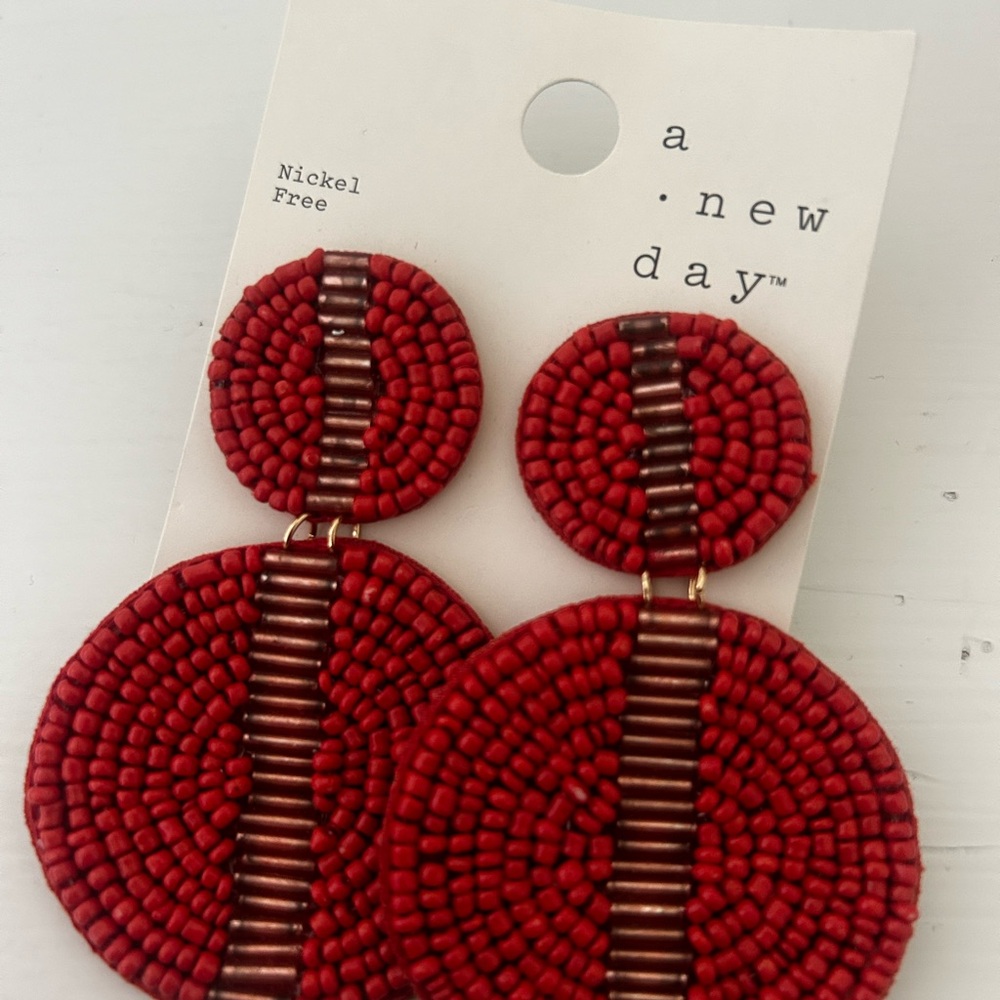 A New Day Red Beaded Earrings